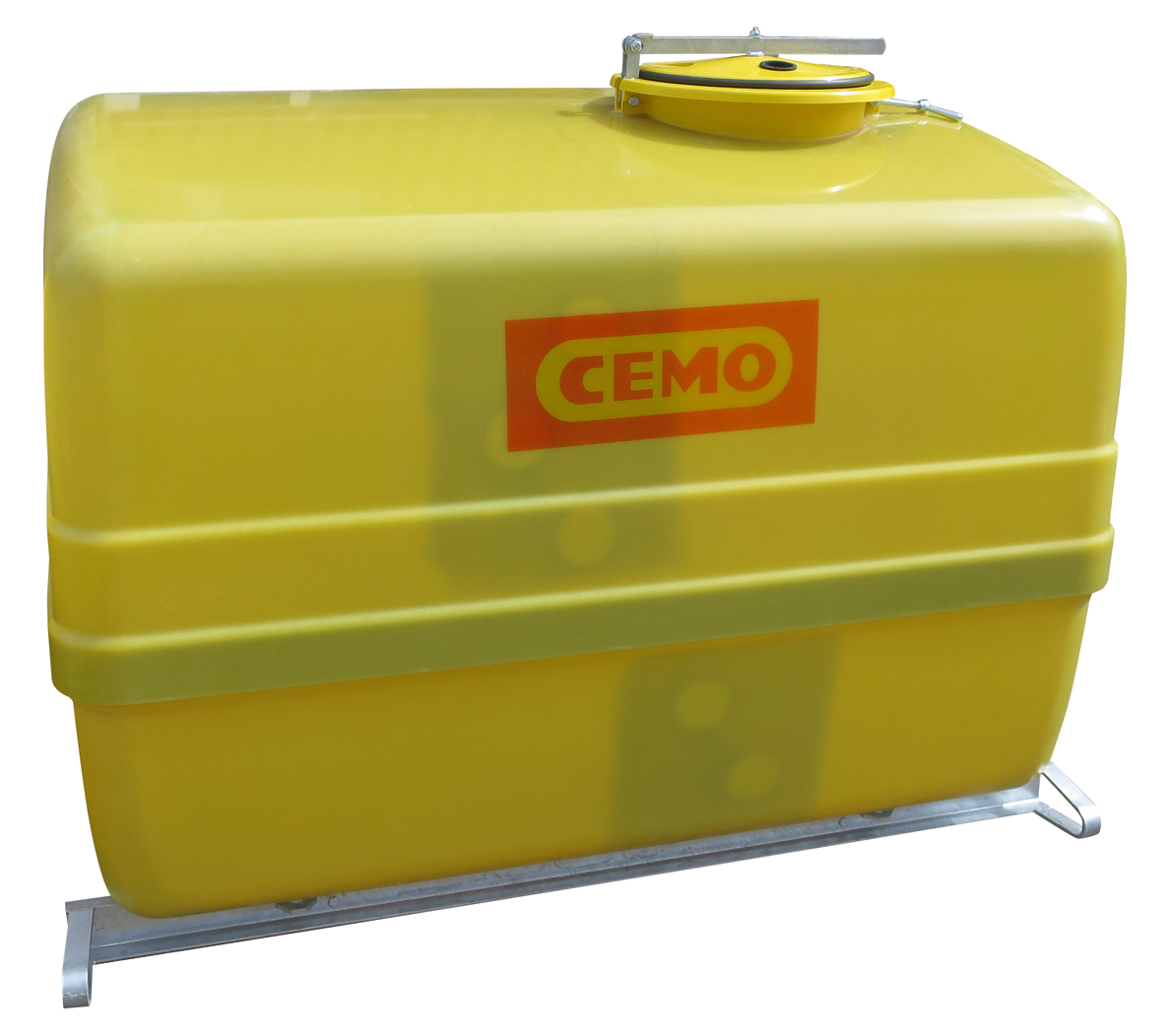 Cemo GFK-Fass 4000 Liter mit Querschwallwänden und Stahlkufen – seitlich versetzter Einfülldom ø 420 mm