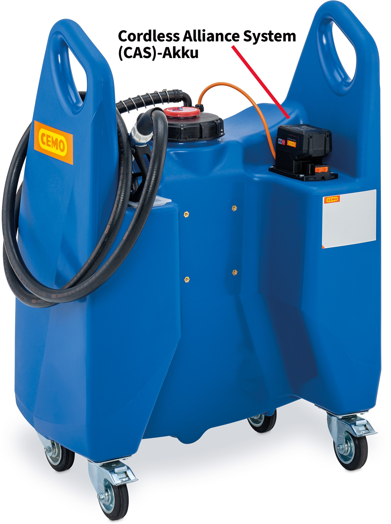 11545_02_Transfer-Trolley_Blue_CAS-System Transfer-Trolley Blue 130 Liter mit Tauchpumpe – Lieferumfang ohne Akku und Ladegeräte CAS-System
