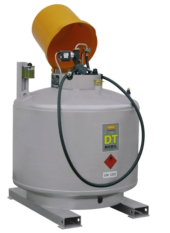 Mobilpaket Dieseltankstelle 980 Liter doppelwandig mit abschliessbarer Pumpenhaube, E-Pumpe 12V/50l/min, Automatik-Zapfpistole, für Innen und Außen