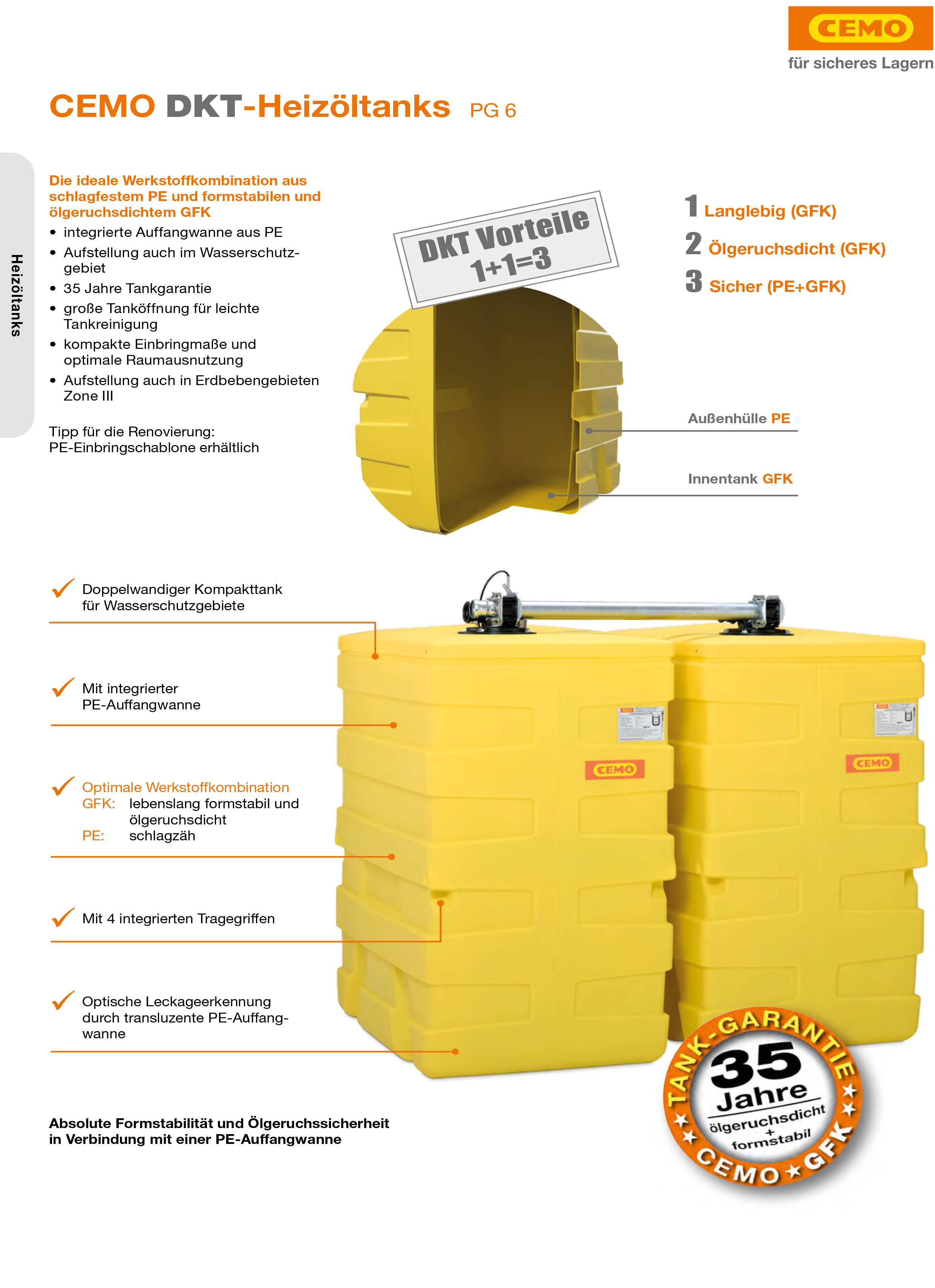 Detailbeschreibung DKT-Heizöltanks von Cemo Detailbeschreibung DKT-Heizöltanks von Cemo