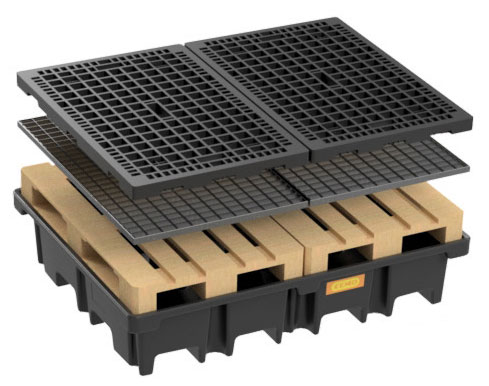 PE_Palettenauffangwannen_425-4 PE-Palettenauffangwanne 425/4 - optional mit Stahlgitterrost oder PE-Rost