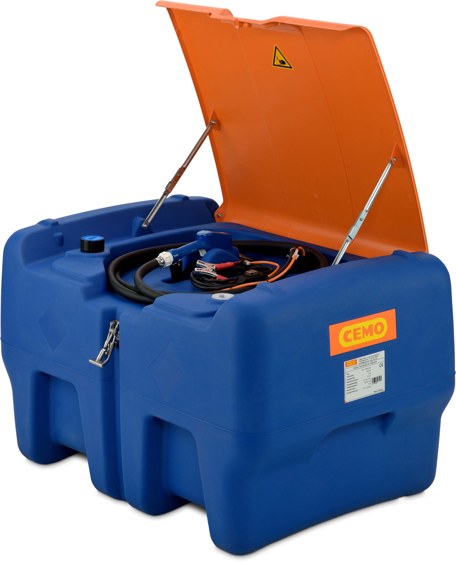11145_01_Blue-Mobil-Easy-440-L-CENTRI-SP30-mit-Klappdeckel-offen Blue-Mobil Easy 440 Liter für AdBlue® mit 12-Volt-Elektropumpe CENTRI SP30 – extrem leise