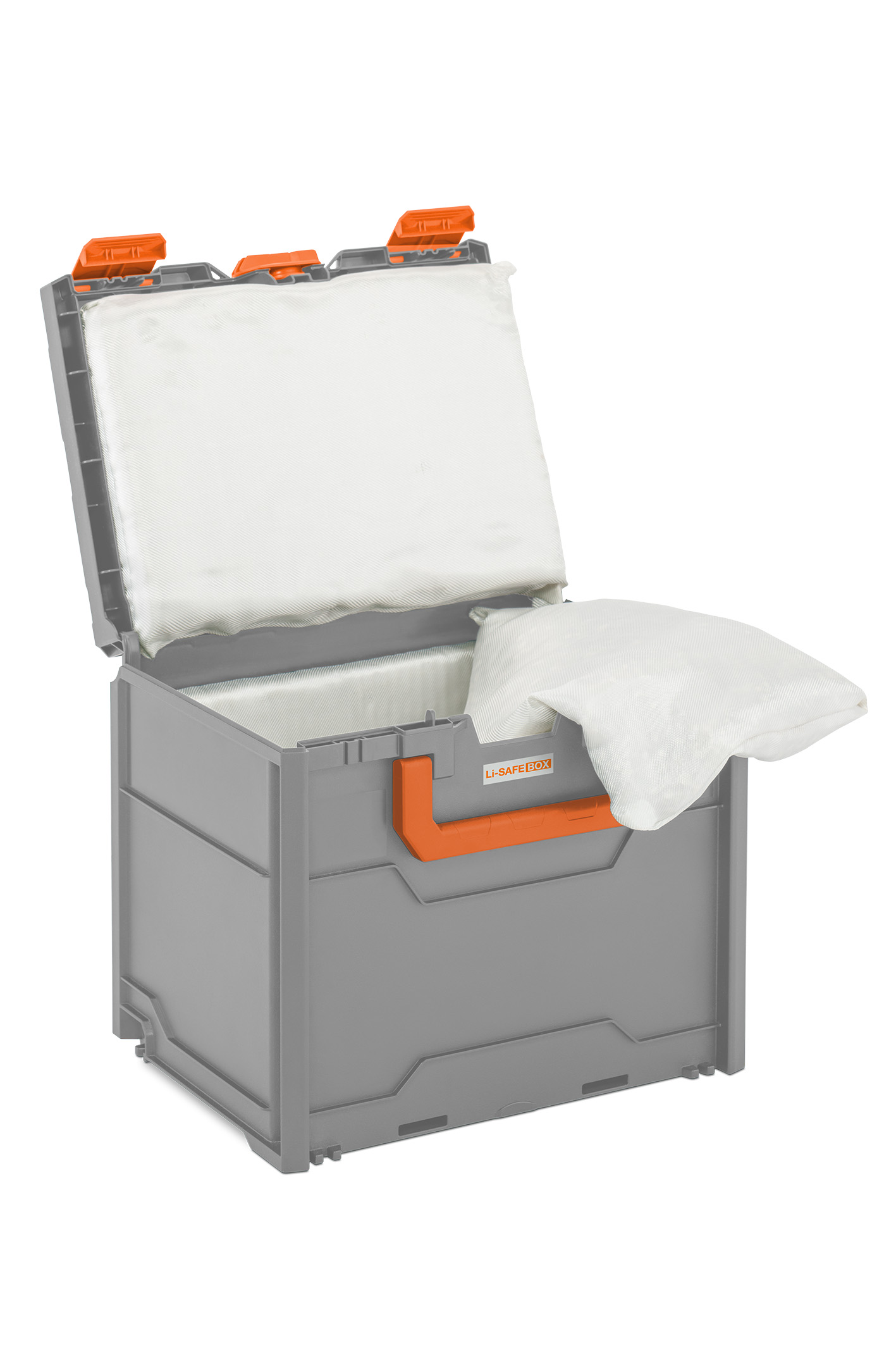 11564_Li-SAFE_BOX_offen_2021-03 Akku-Systembrandschutzbox Li-SAFE Größe 3-S mit UN-Zulassung und Spezialkissen