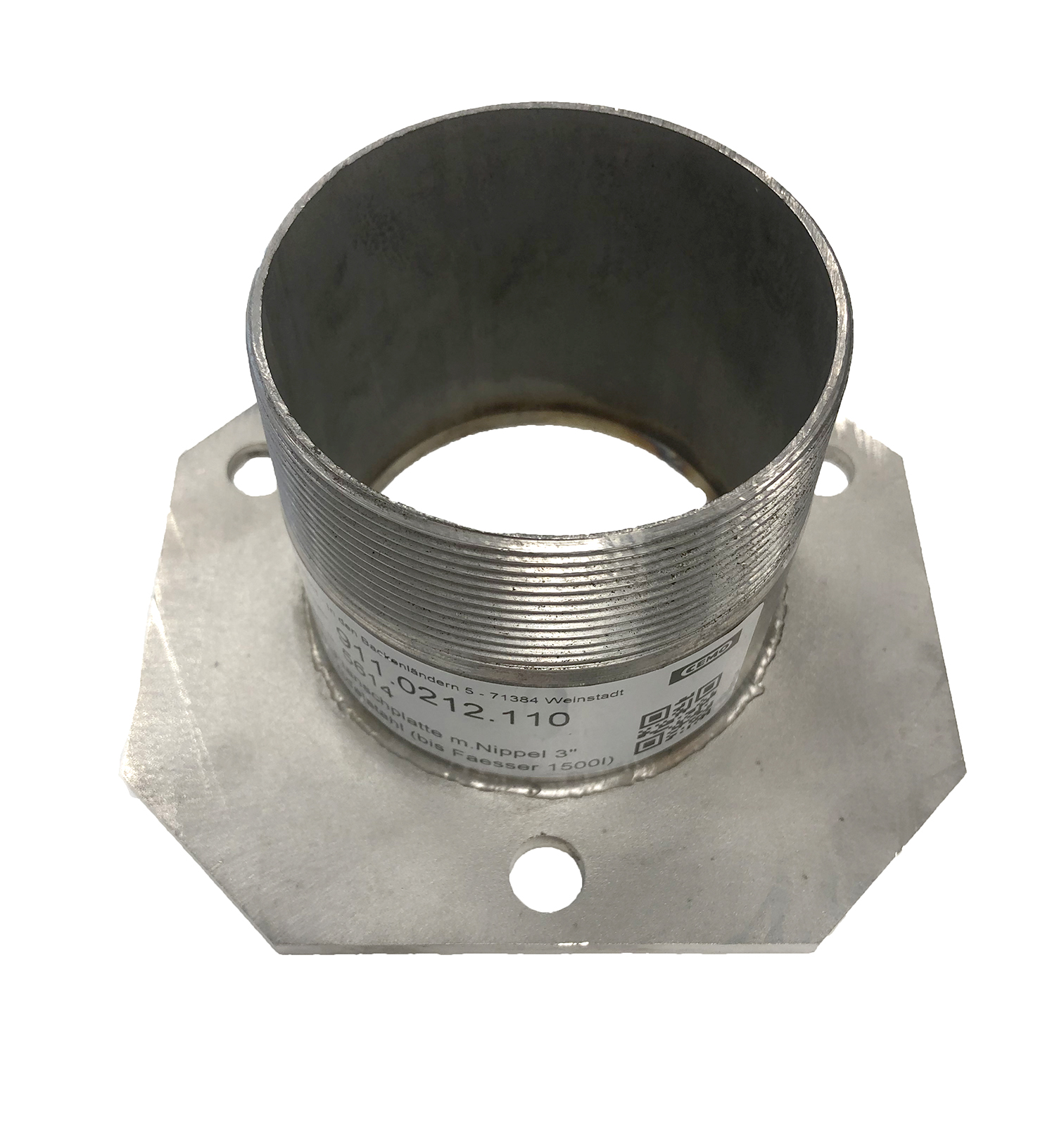 5614-911-0212-110_3 Edelstahl-Flanschplatte mit Gewindenippel 3" AG gerade