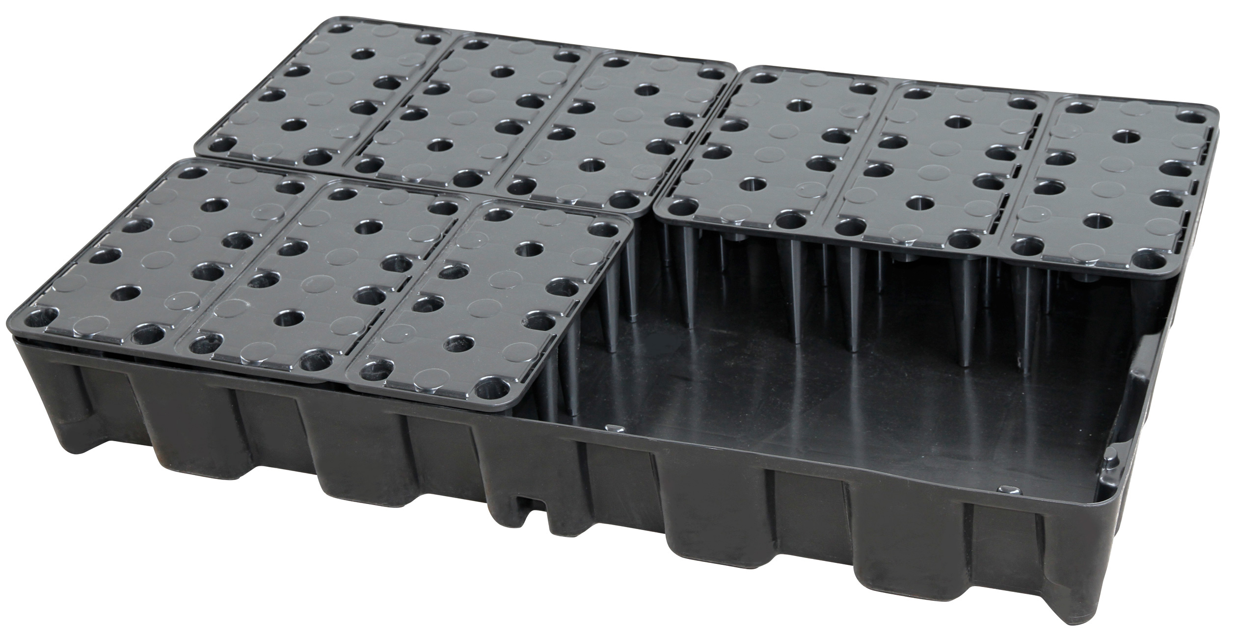 PE-Auffangwanne-HD_120l_mit-3x-Rost_10711 Beispiel PE-Auffangwannen 120 mit 3 PE-Rosten