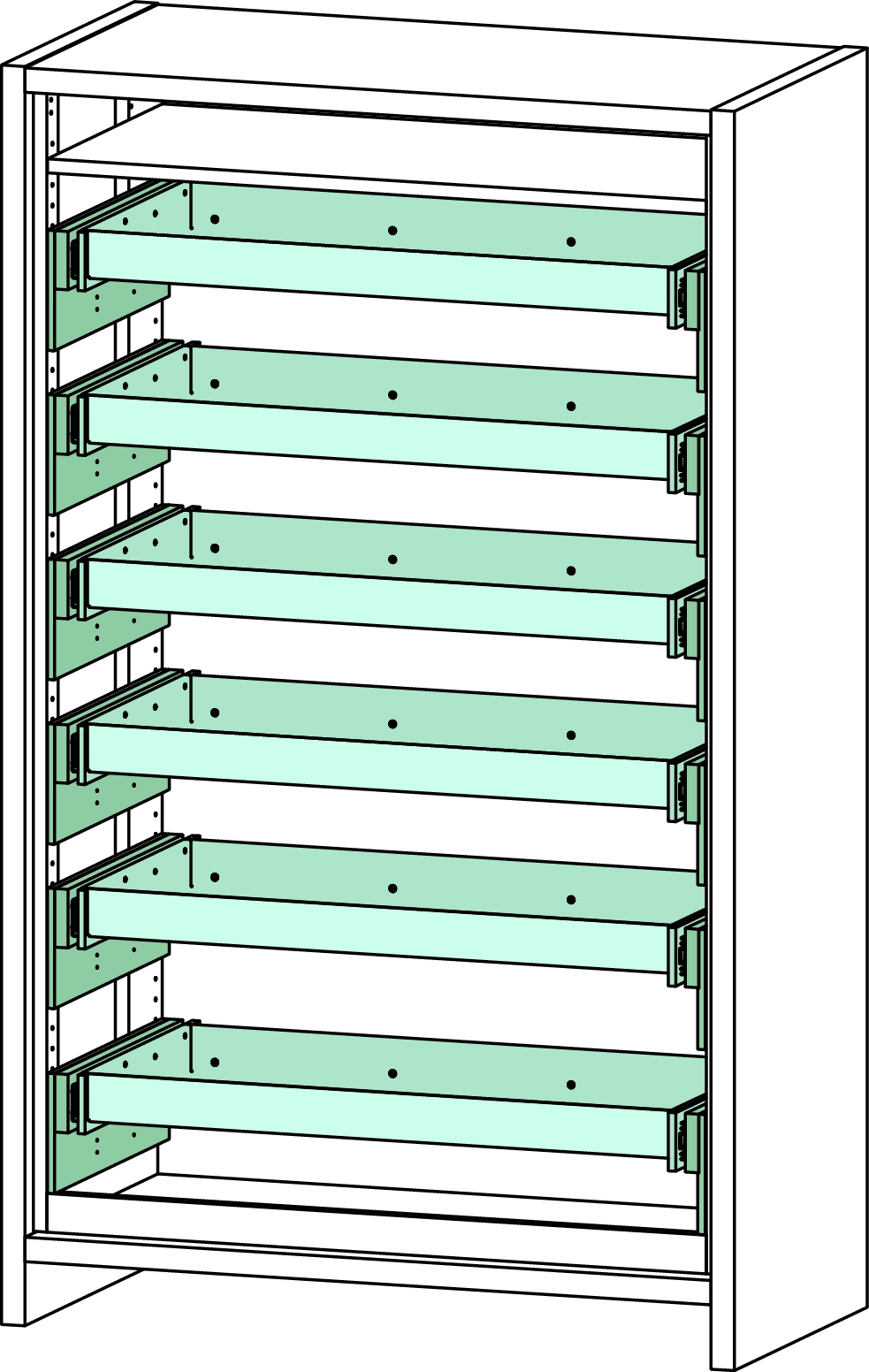 EN32_196_120-6AZ Sicherheitschrank F-SAFE FWF 90 – Typ 12/20 mit 6 Vollauszügen