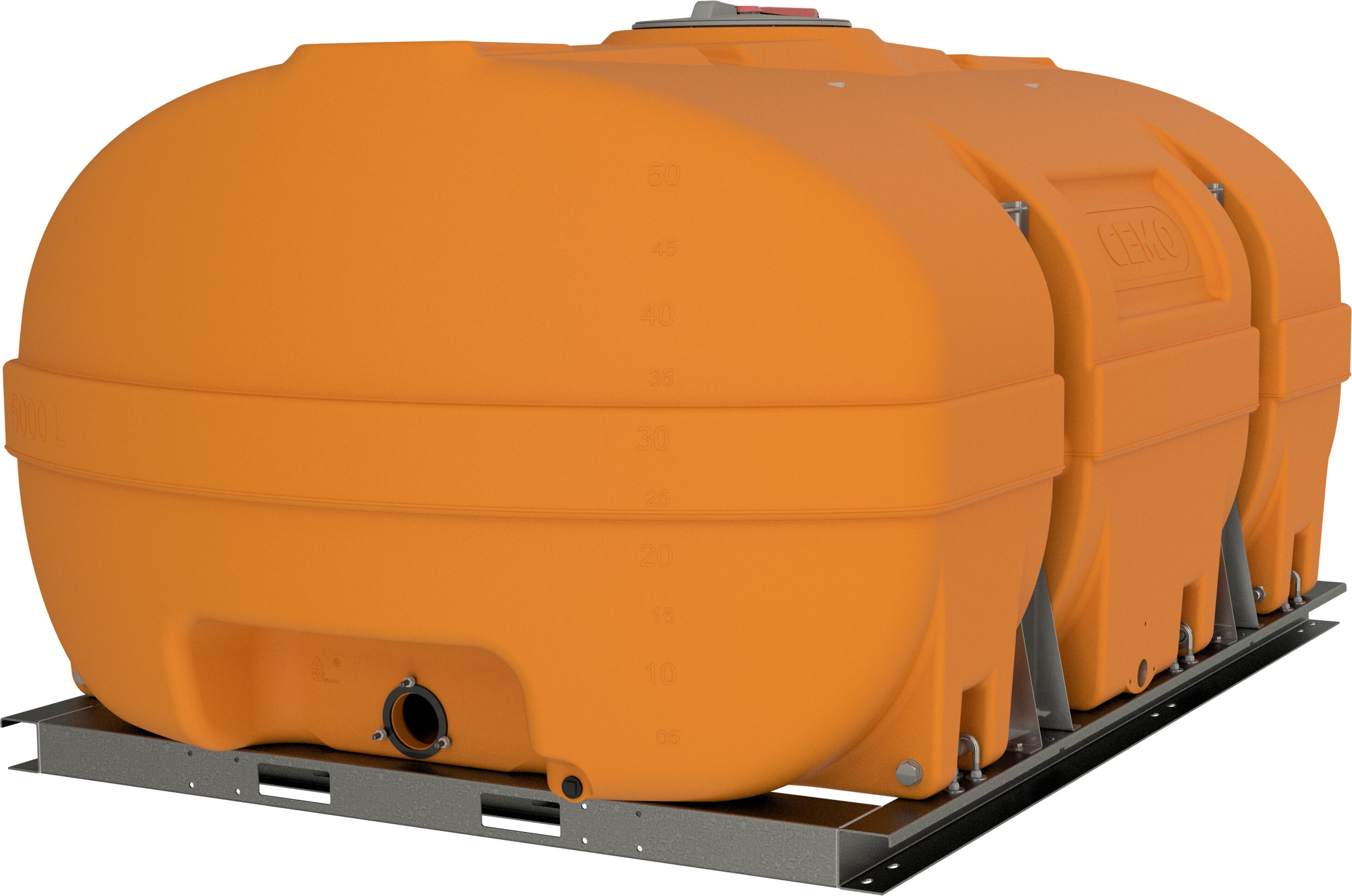 Tank, Wassertank, Orange, Doppel-Teil, Montageschiene