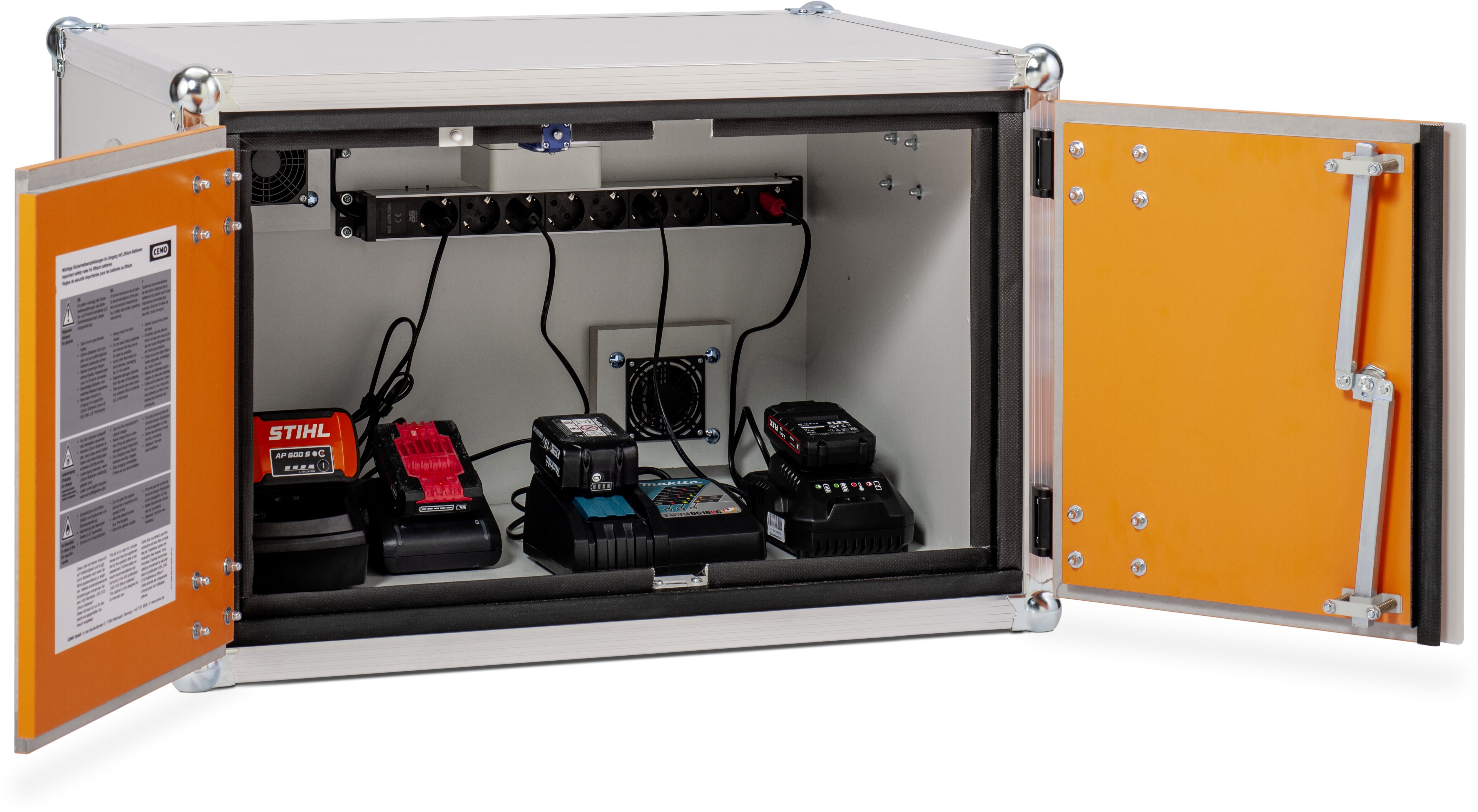 Beispiel Akku-Ladeschrank 8/5 mit 9fach Steckerleiste ohne Füssen
