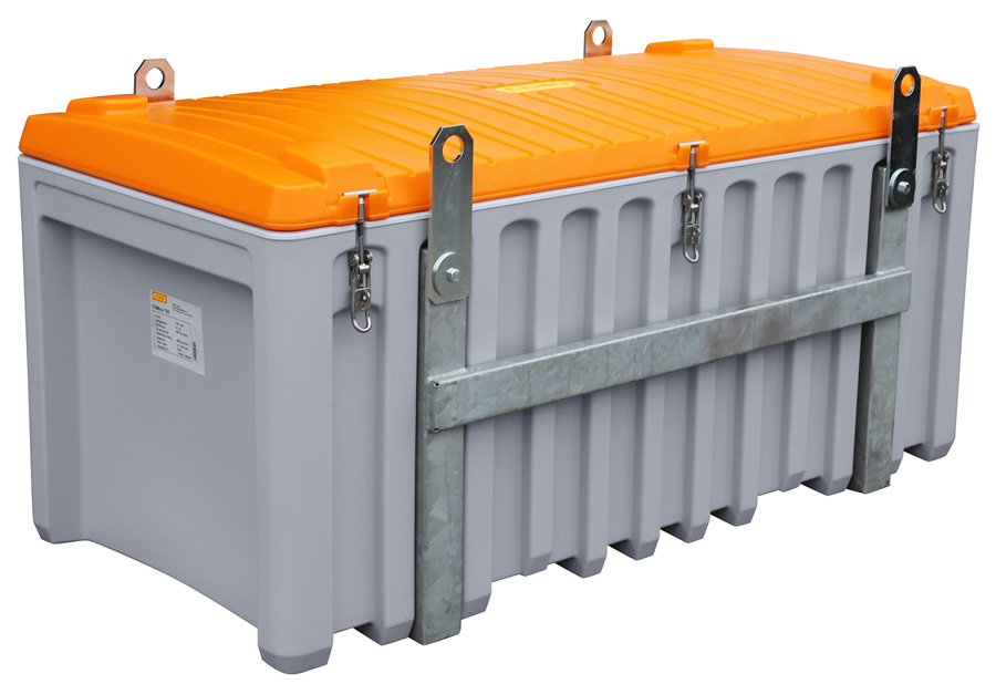 Beispiel CEMbox 400 Liter kranbar – Krangestell mit schwenkbaren Kranösen