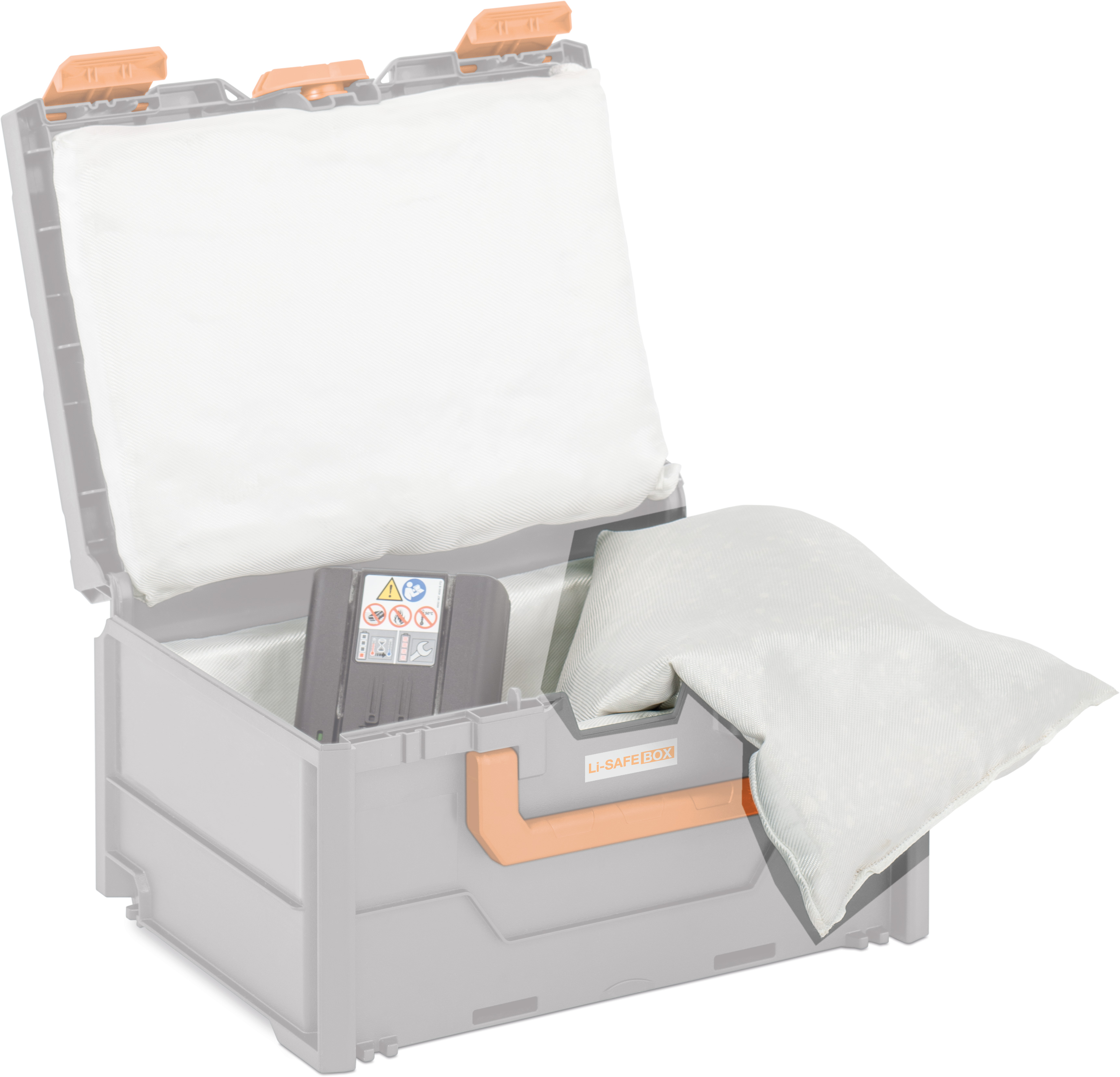 11565_Kissen-Li-SAFE_BOX Beispiel zu Spezialkissen für Akku-Systembrandschutzbox – Lieferumfang ohne Box