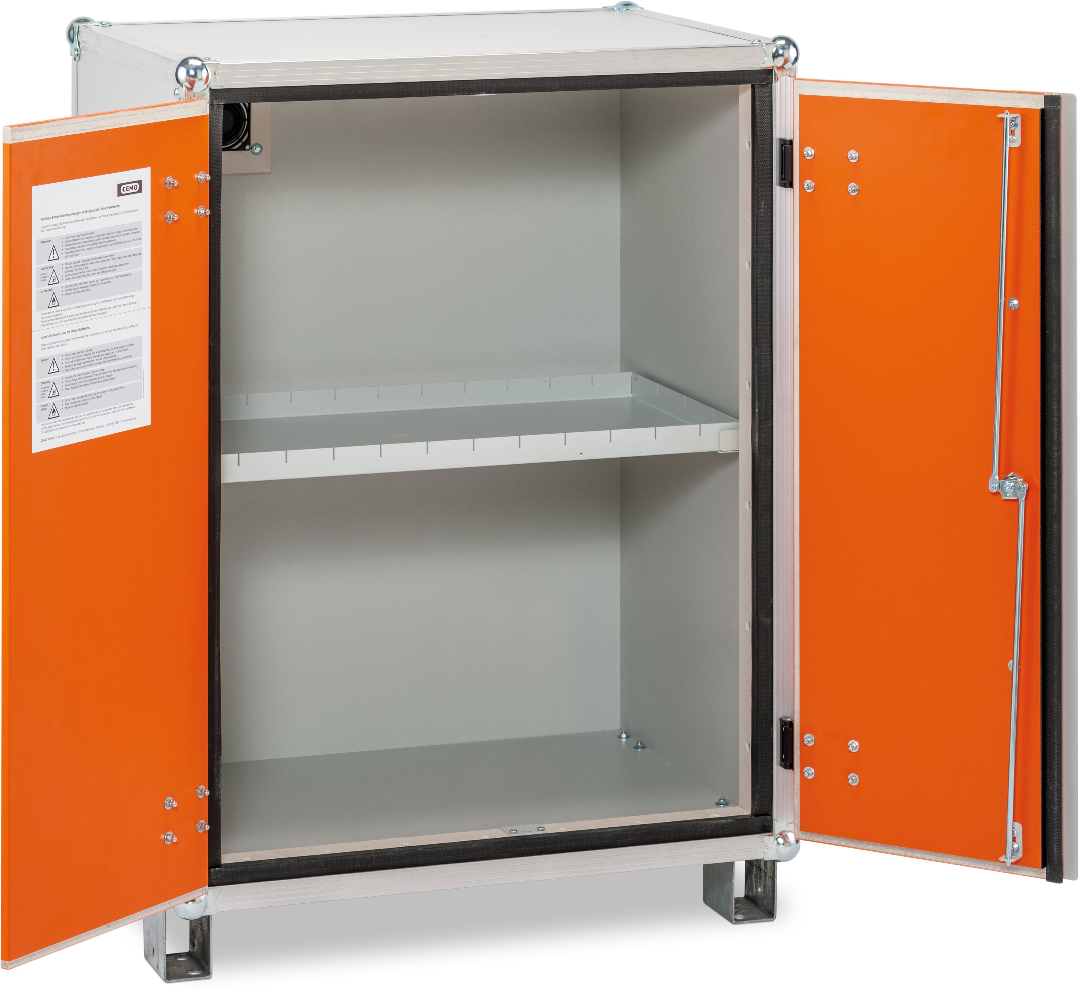 11898_03 Abb. Innenausstattung ähnlich: Cemo Akku-Lagerschrank 8-10 standardmäßig mit 1 Einlegeboden