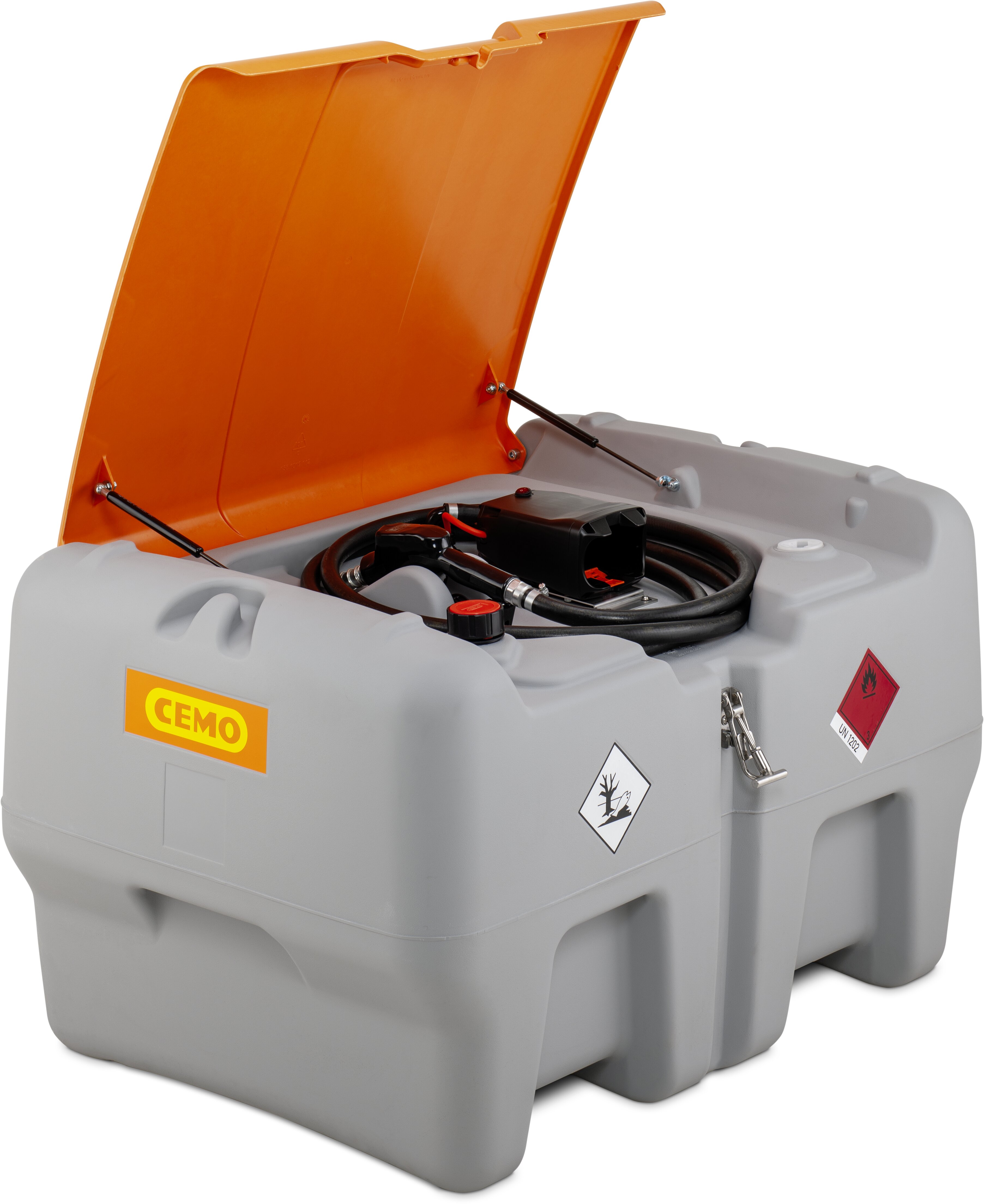 Kraftstofftank, Gasflasche, Kraftstoffkanister, Warnhinweise, Orange Deckel