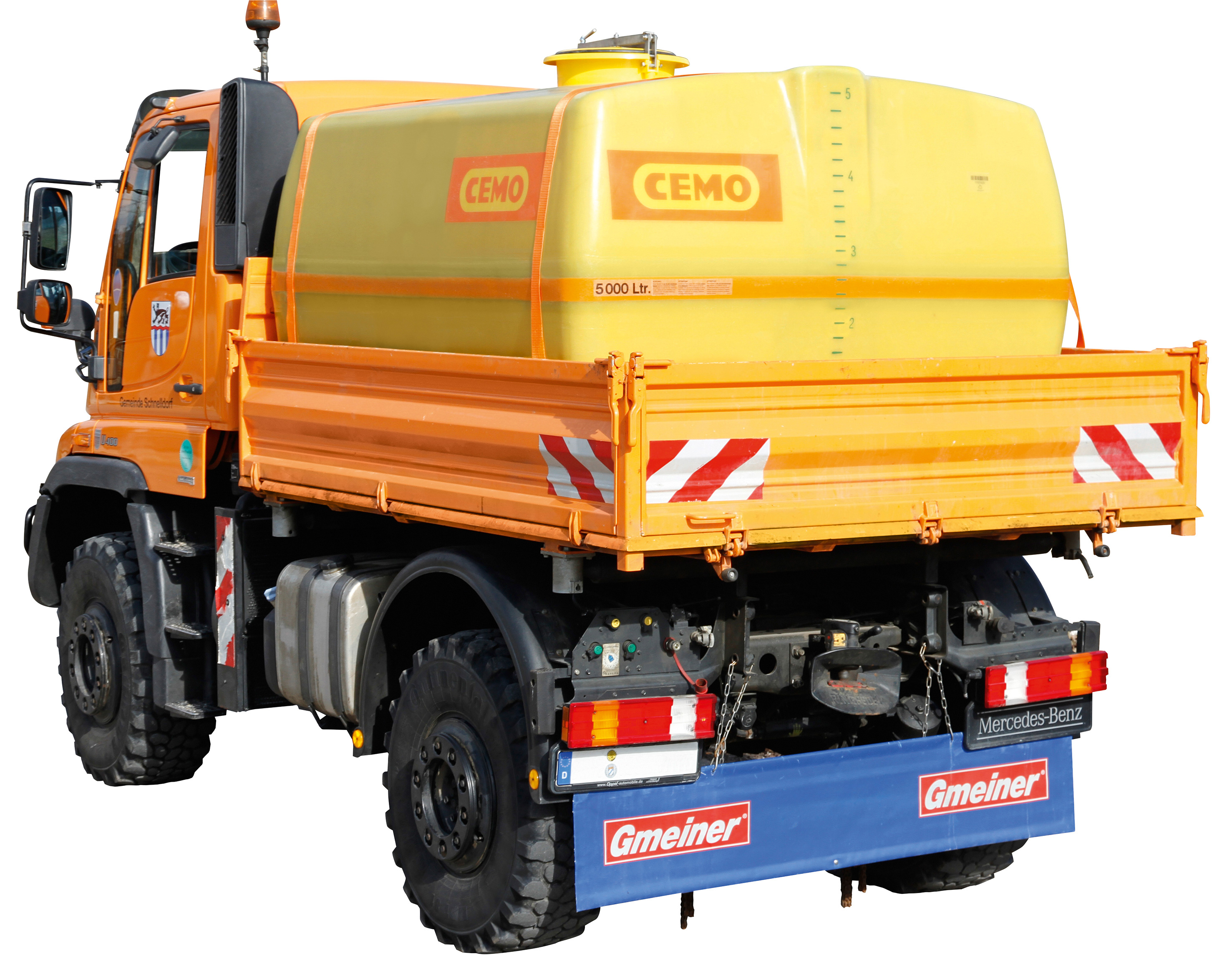 Beispiel kofferförmiges GFK-Fass 5000 Liter auf Unimog