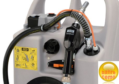 Dieseltrolley-100l-CENTRI-Akku_10611 Detail von Dieseltrolley mit Elektropumpe CENTRI SP30 und Akku