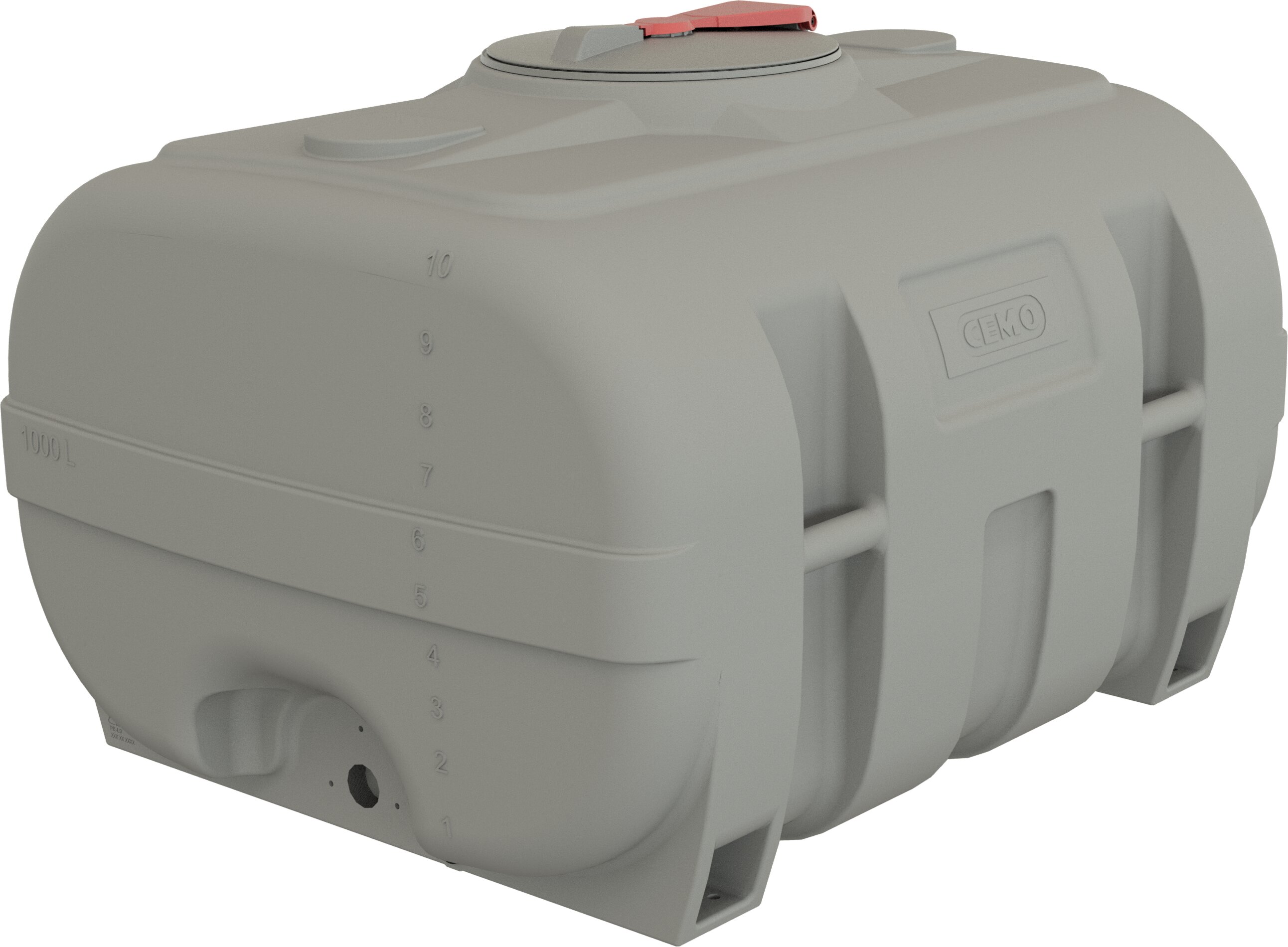 Wassertank, Kunststofftank, 1000 Liter, Füllstandsanzeige, grau