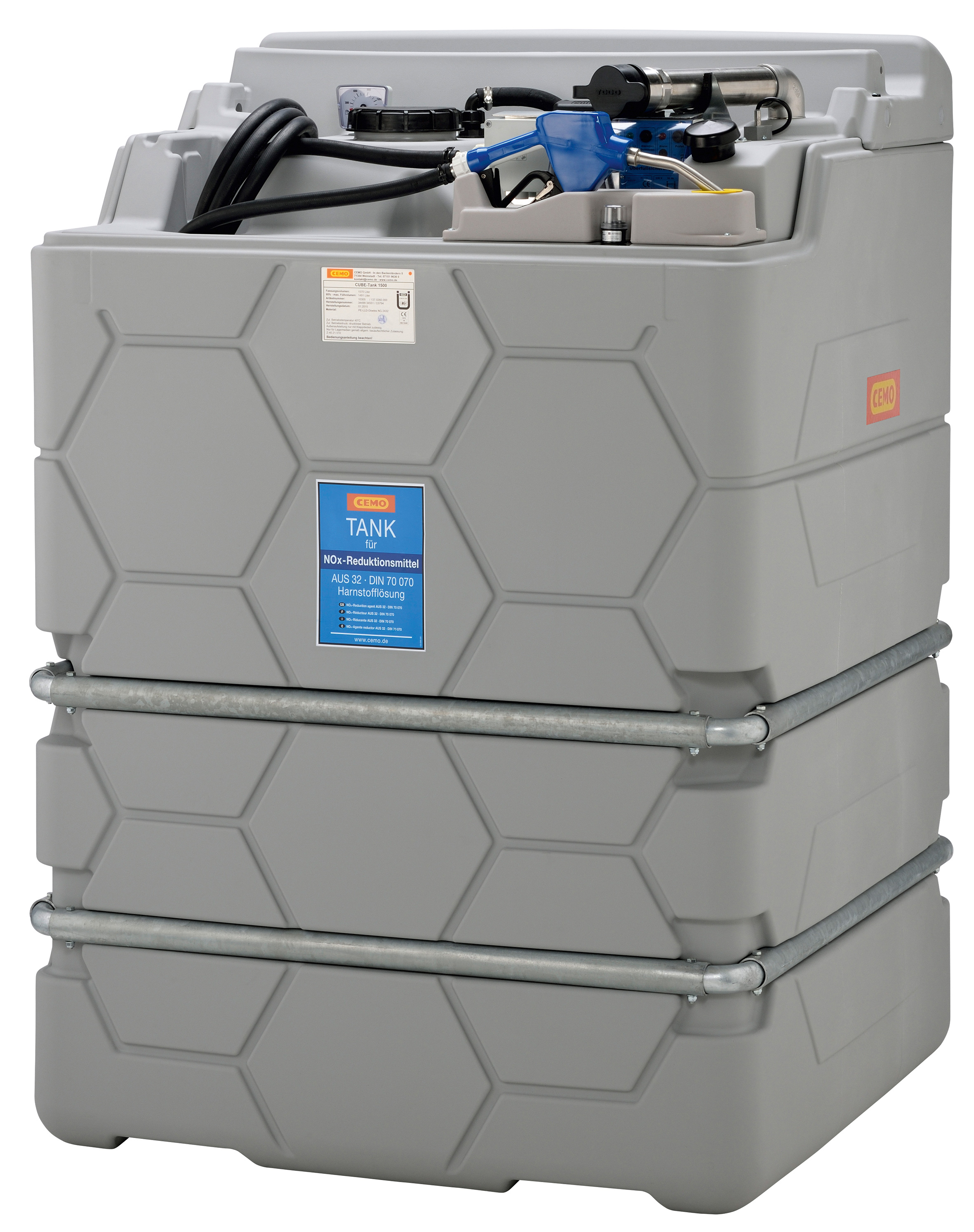 Indoor Basic AdBlue®-CUBE-Tank 1500 Liter komplett mit Pumpe montiert