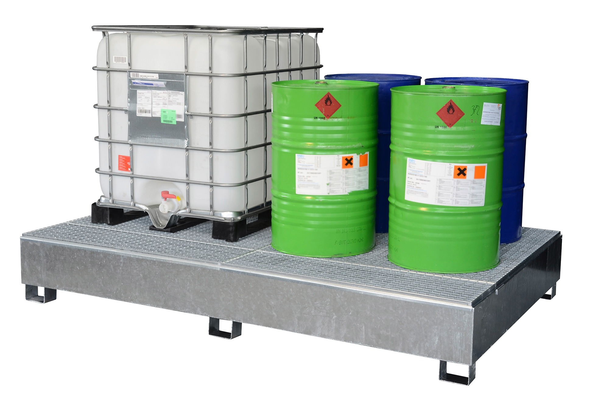 IBC-Auffangwanne-GS2a-verzinkt_10616 Beispiel IBC-Auffangwanne GS2a verzinkt mit Abfüllfläche – ohne Abfüllbock