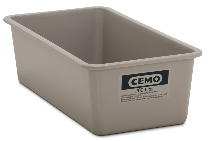 Rechteckbehälter aus GFK 200 Liter flach grau