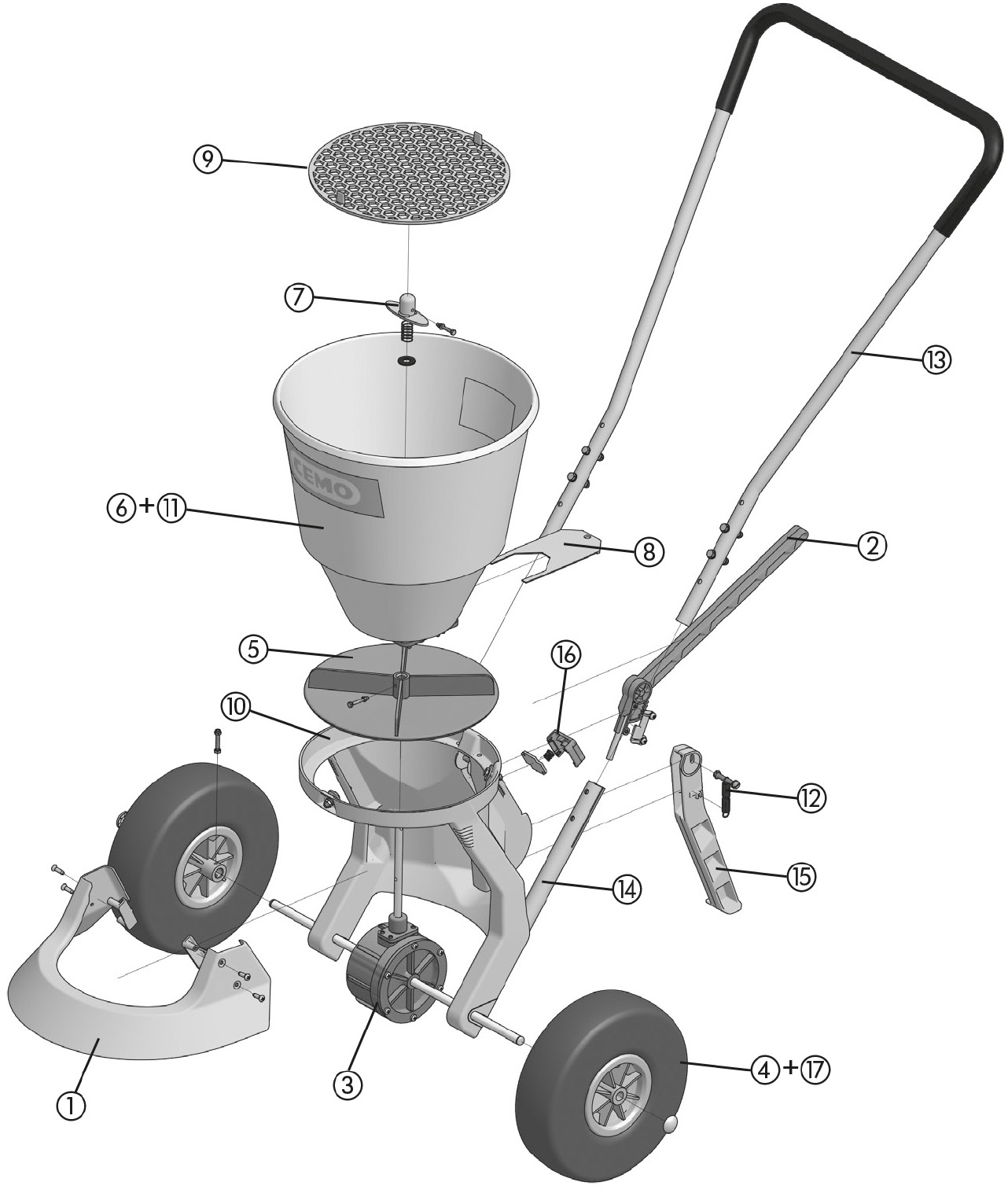 Cemo Streuwagen Ersatzteile Übersicht Nummer 16
