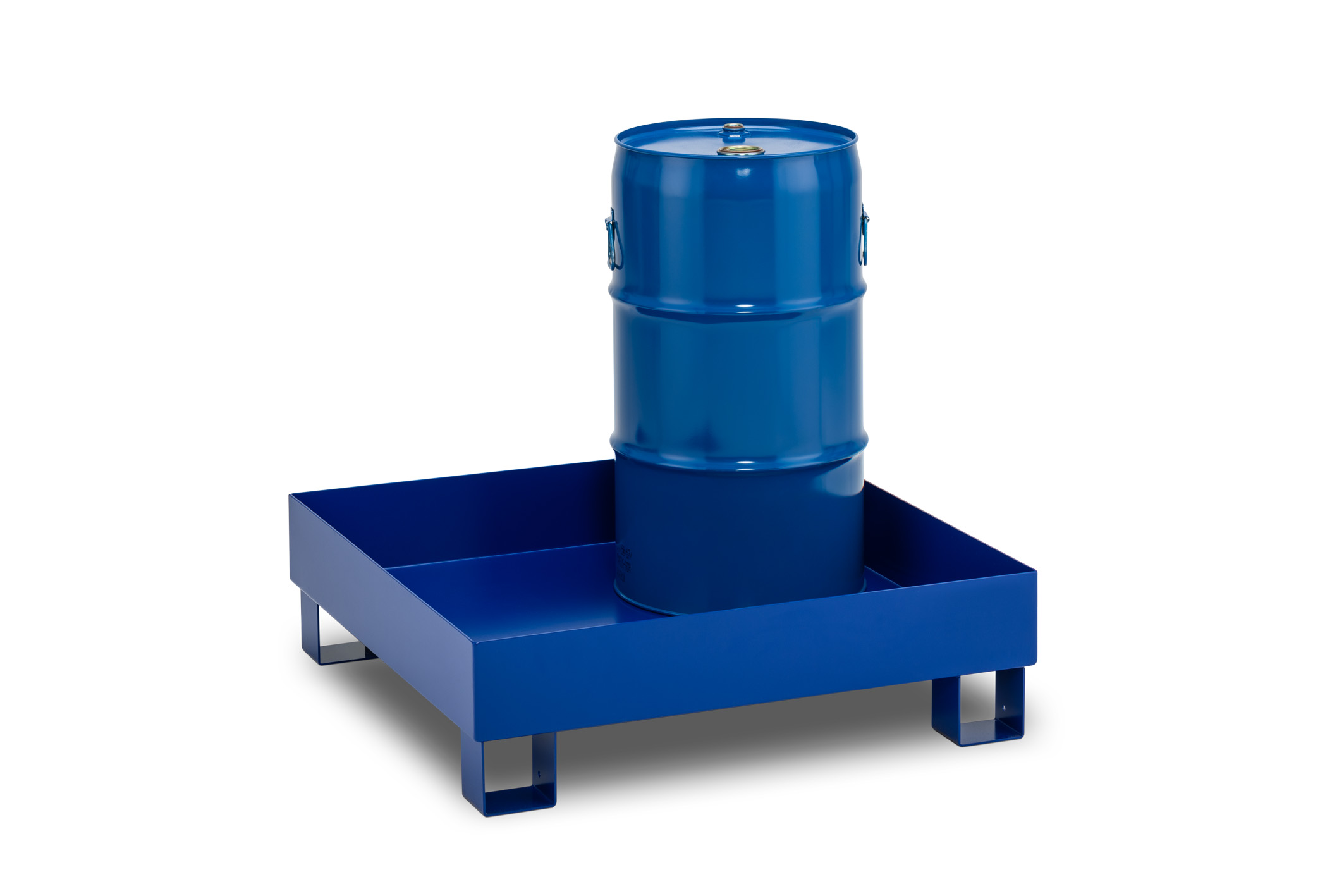 11475_03_SW65-4_2021-02 Lagerbeispiel für Stahlauffangwanne Typ SW65/4 ohne Gitterrost – lackierte Ausführung